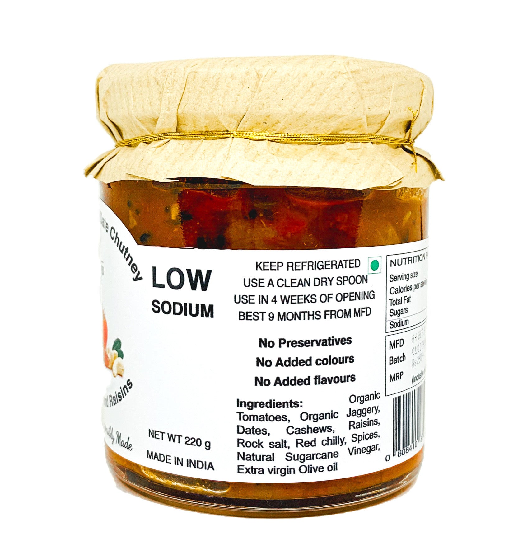 Organic Tomato Date Chutney-  sweet and spicy